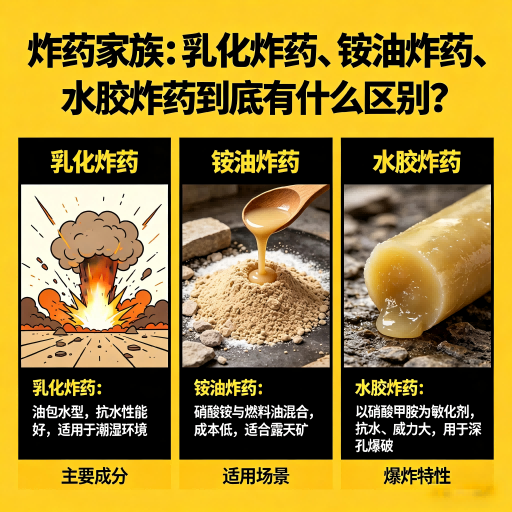 港南炸药家族：乳化炸药、铵油炸药、水胶炸药到底有什么区别？